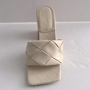 Womens Basket Weave Open Square Toe Block Heel Sandals Slides Pumps Size 5 NWT